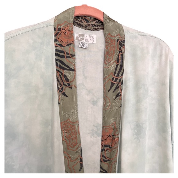 Vintage Kupu Kupu Handmade Kimono Style Cardigan Boho Open Front Longline Topper - Picture 2 of 16
